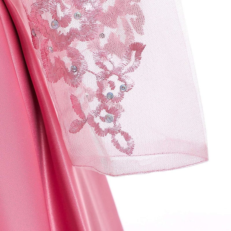 HIHCBF Flower Girl's Embroidery Tulle Lace Maxi Wedding Dress Long Sleeve Princess Birthday Pageant Party Dance Evening Gown Dusty Rose 5-6T - Image 5